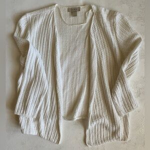 Loft Woven Crop Ivory Cream Sweater Blazer / Cardigan Size M